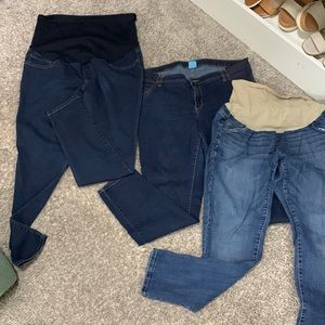 Three pair of maternity jeans